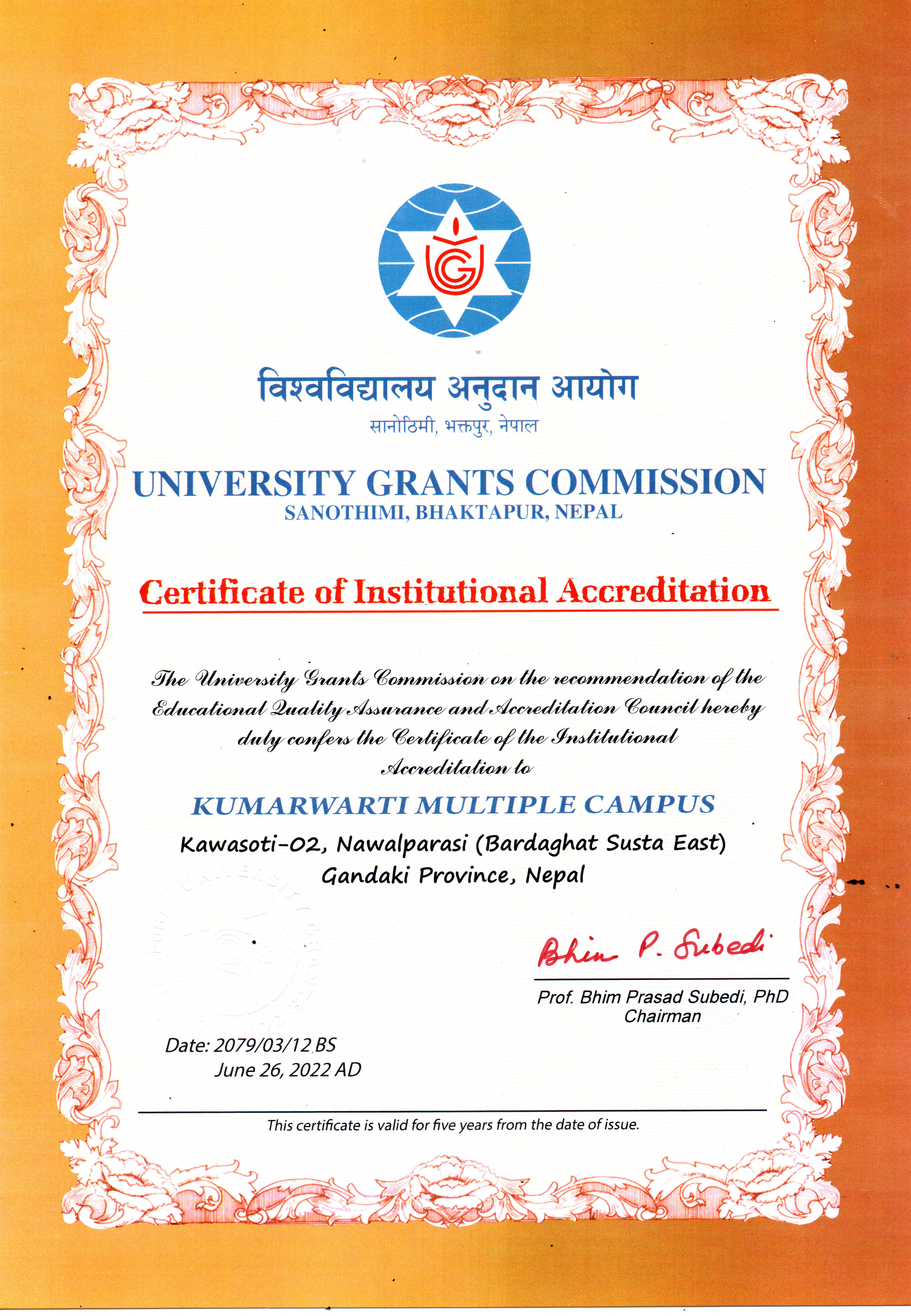 UGC Accredited